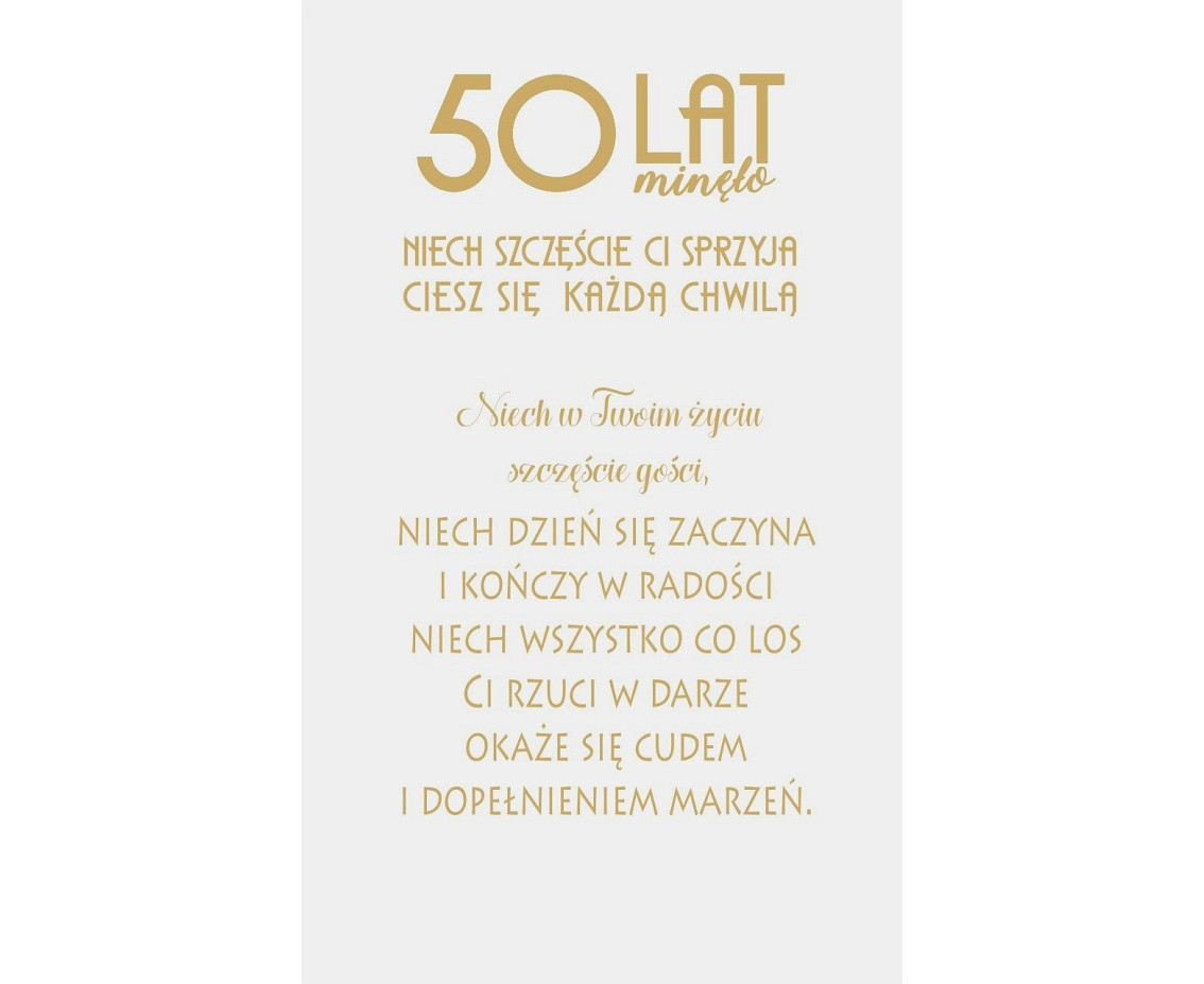 50th Birthday Card, White Car, 13x20,5 cm